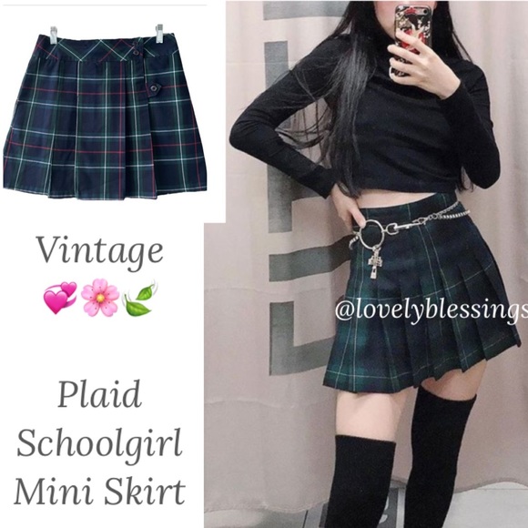 Schoolgirl Pleated Plaid Mini Skirt Vintage Royal Uniforms Girly Preppy Academia - Picture 12 of 16